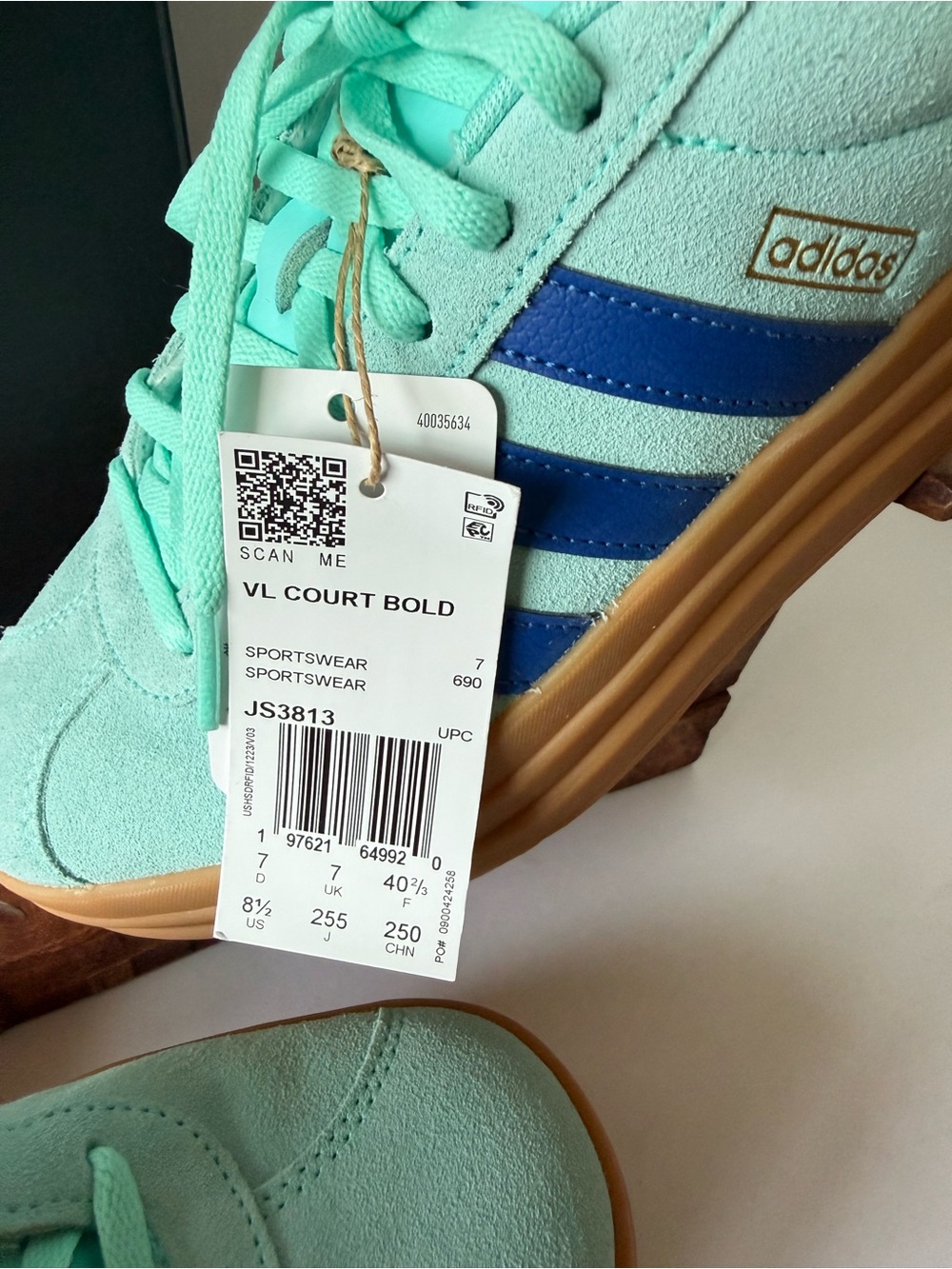 Adidas VL Court Bold Women’s Size 8.5 Platform Sneakers Aqua RoyalBlue JS3813NEW - Picture 7 of 9